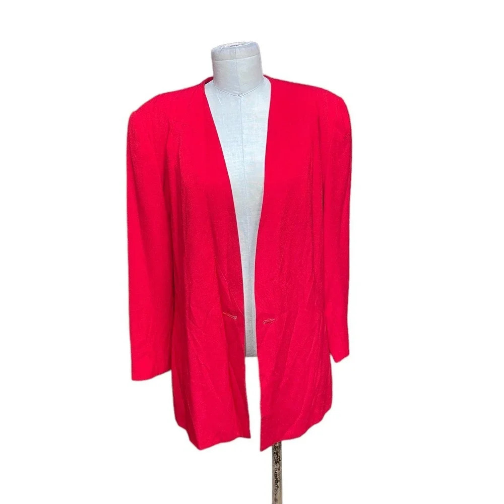 Carolina Herrera Studio for Saks Vintage Open Red Blazer Jacket Size 14